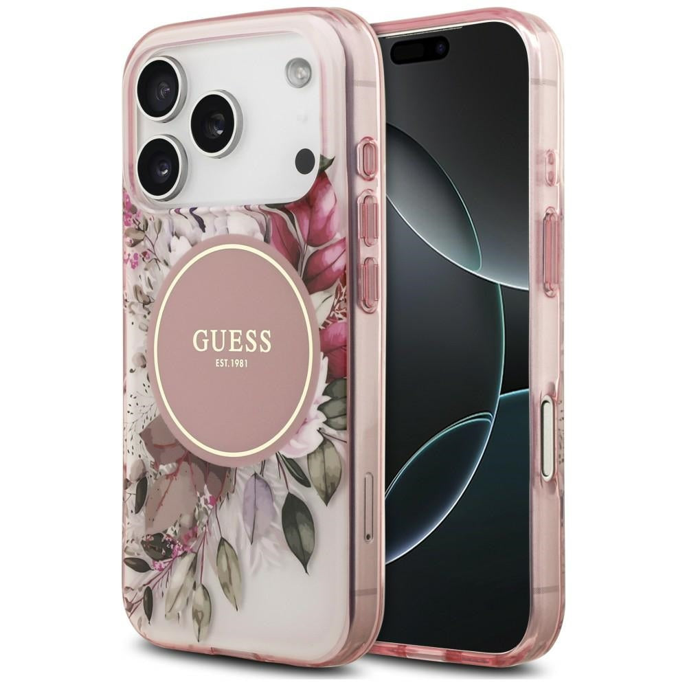 Etui Guess IML Flower & Tonal Circle MagSafe na iPhone 18 Pro / 17 Pro - różowe_0