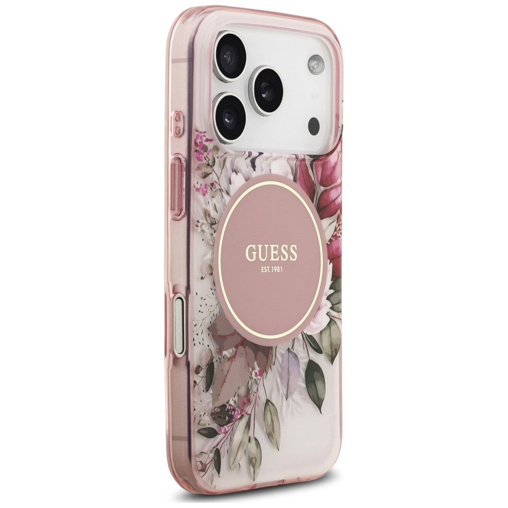 Etui Guess IML Flower & Tonal Circle MagSafe na iPhone 18 Pro Max / 17 Pro Max - różowe_3