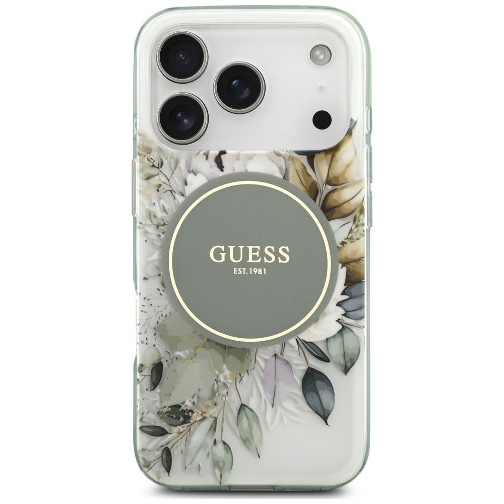 Etui Guess IML Flower & Tonal Circle MagSafe na iPhone 18 Pro Max / 17 Pro Max - zielone_2