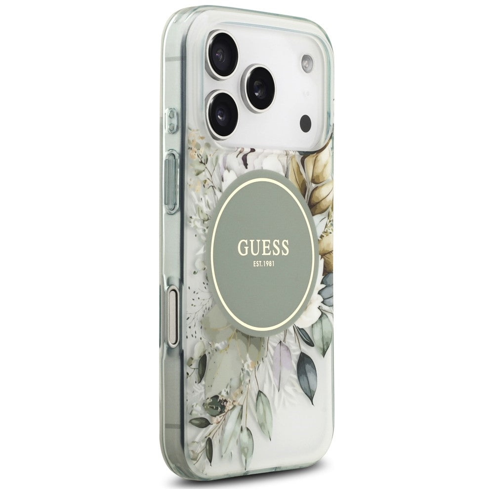 Etui Guess IML Flower & Tonal Circle MagSafe na iPhone 18 Pro Max / 17 Pro Max - zielone_3