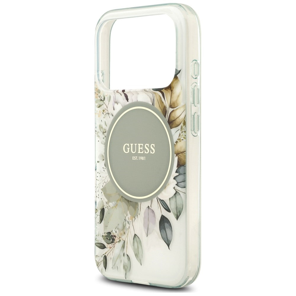 Etui Guess IML Flower & Tonal Circle MagSafe na iPhone 18 Pro Max / 17 Pro Max - zielone_5