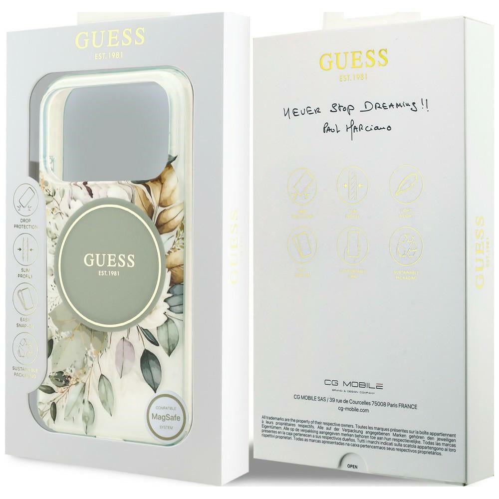 Etui Guess IML Flower & Tonal Circle MagSafe na iPhone 18 Pro Max / 17 Pro Max - zielone_7