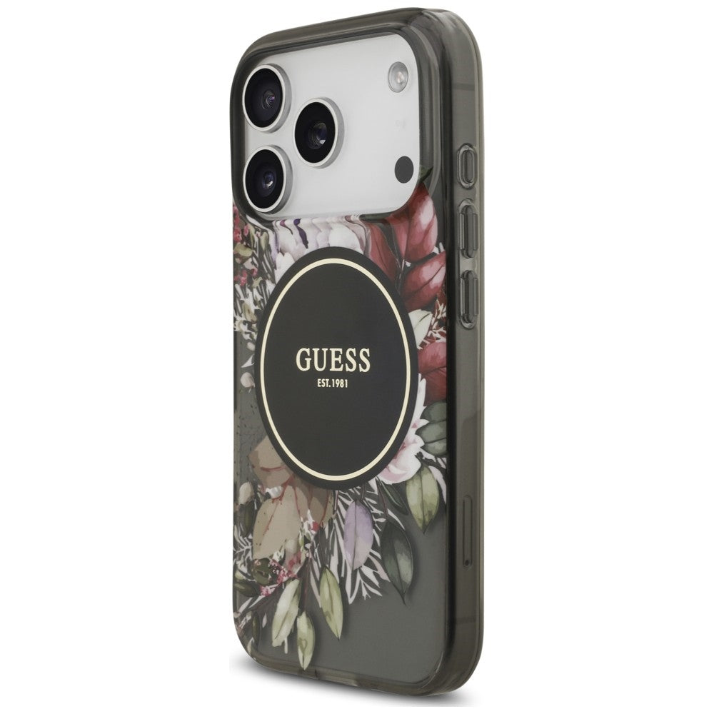 Etui Guess IML Flowers Pearl Strap MagSafe na iPhone 18 Pro / 17 Pro - czarne_2