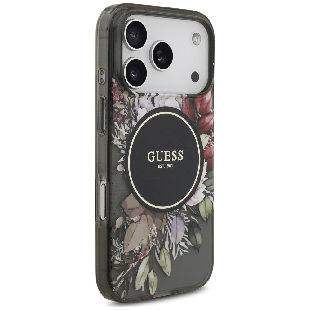 Etui Guess IML Flowers Pearl Strap MagSafe na iPhone 18 Pro / 17 Pro - czarne_3