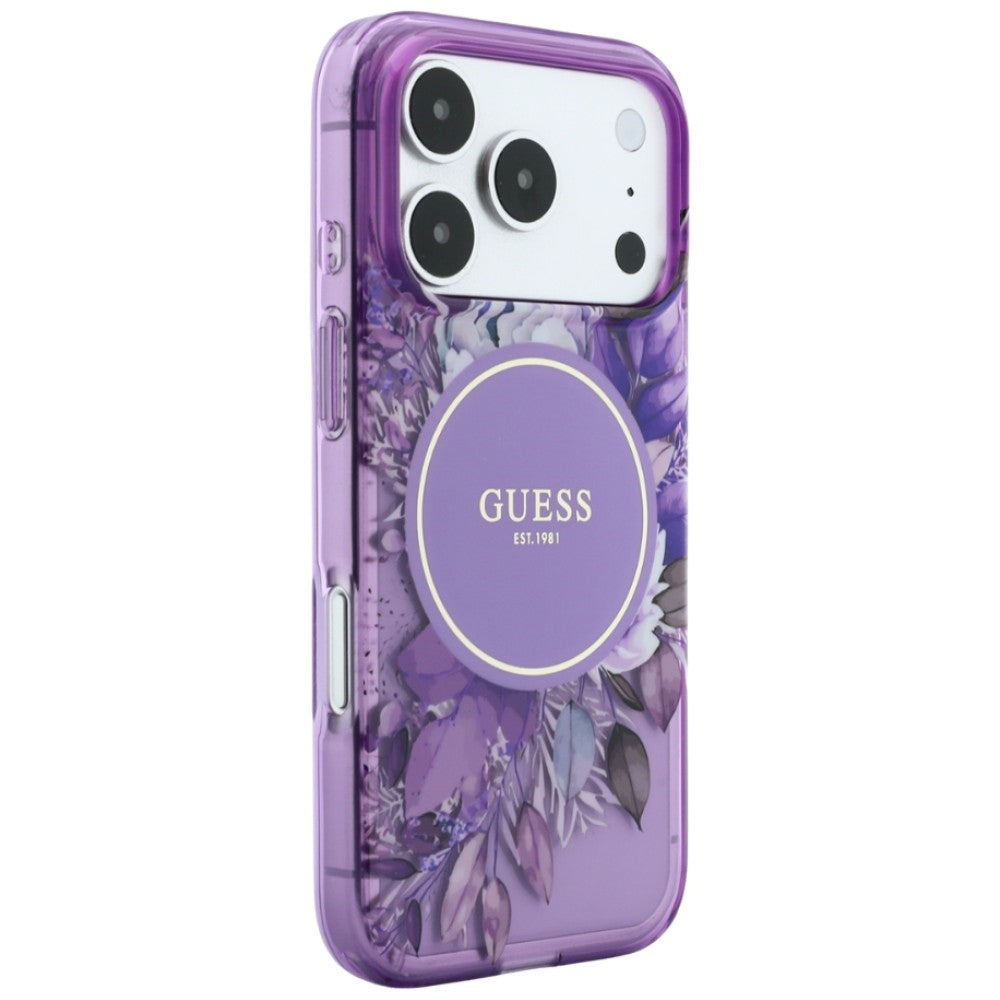 Etui Guess IML Flowers Pearl Strap MagSafe na iPhone 18 Pro / 17 Pro - fioletowe_2