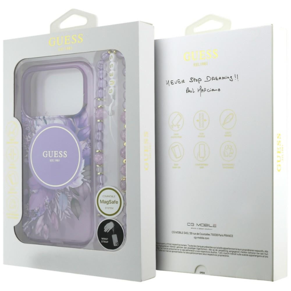 Etui Guess IML Flowers Pearl Strap MagSafe na iPhone 18 Pro / 17 Pro - fioletowe_7