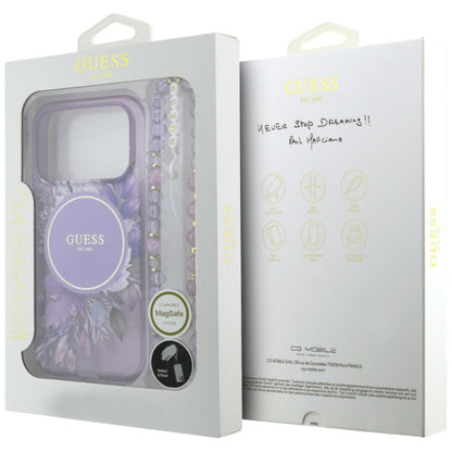Etui Guess IML Flowers Pearl Strap MagSafe na iPhone 18 Pro / 17 Pro - fioletowe_7