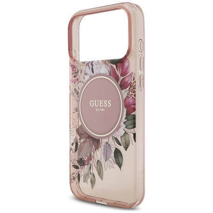 Etui Guess IML Flowers Pearl Strap MagSafe na iPhone 18 Pro / 17 Pro - różowe_5