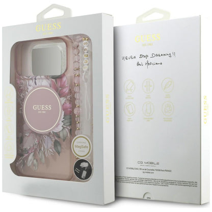 Etui Guess IML Flowers Pearl Strap MagSafe na iPhone 18 Pro / 17 Pro - różowe_7