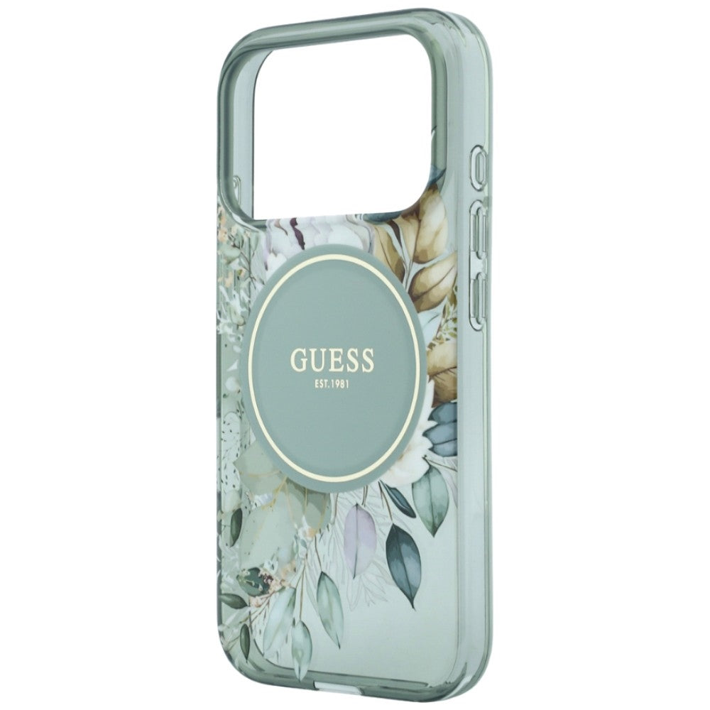 Etui Guess IML Flowers Pearl Strap MagSafe na iPhone 18 Pro / 17 Pro - zielone_4