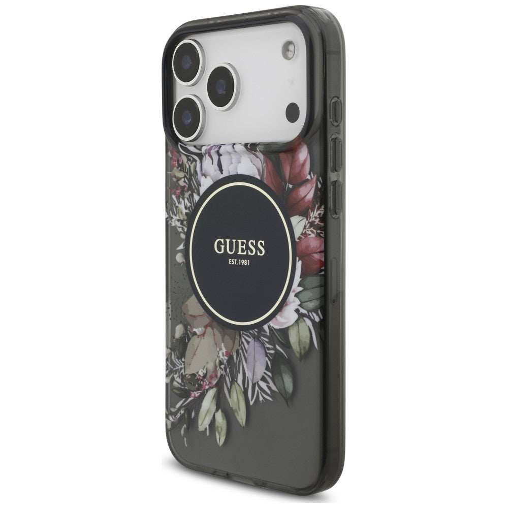 Etui Guess IML Flowers Pearl Strap MagSafe na iPhone 18 Pro Max / 17 Pro Max - czarne_2