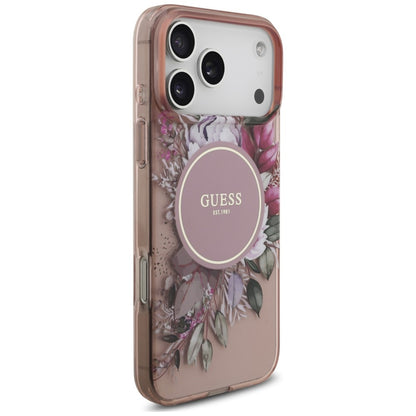 Etui Guess IML Flowers Pearl Strap MagSafe na iPhone 18 Pro Max / 17 Pro Max - różowe_3