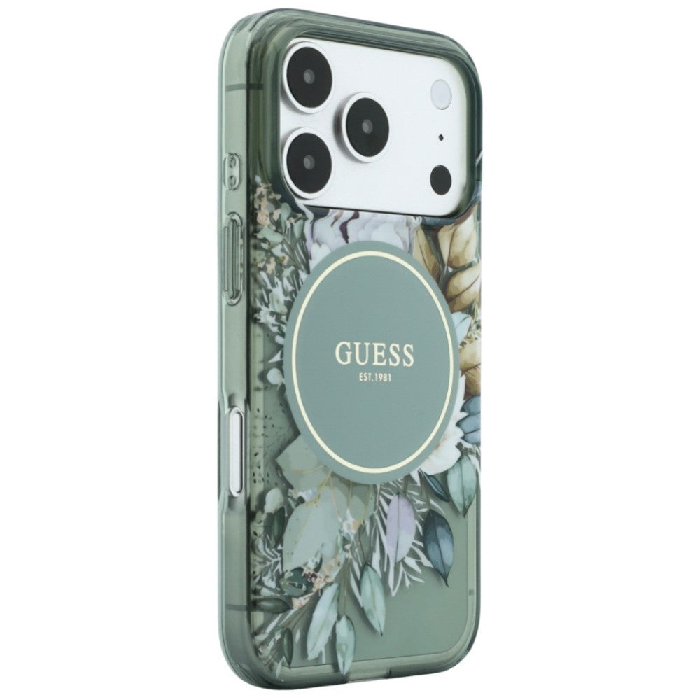 Etui Guess IML Flowers Pearl Strap MagSafe na iPhone 18 Pro Max / 17 Pro Max - zielone_2
