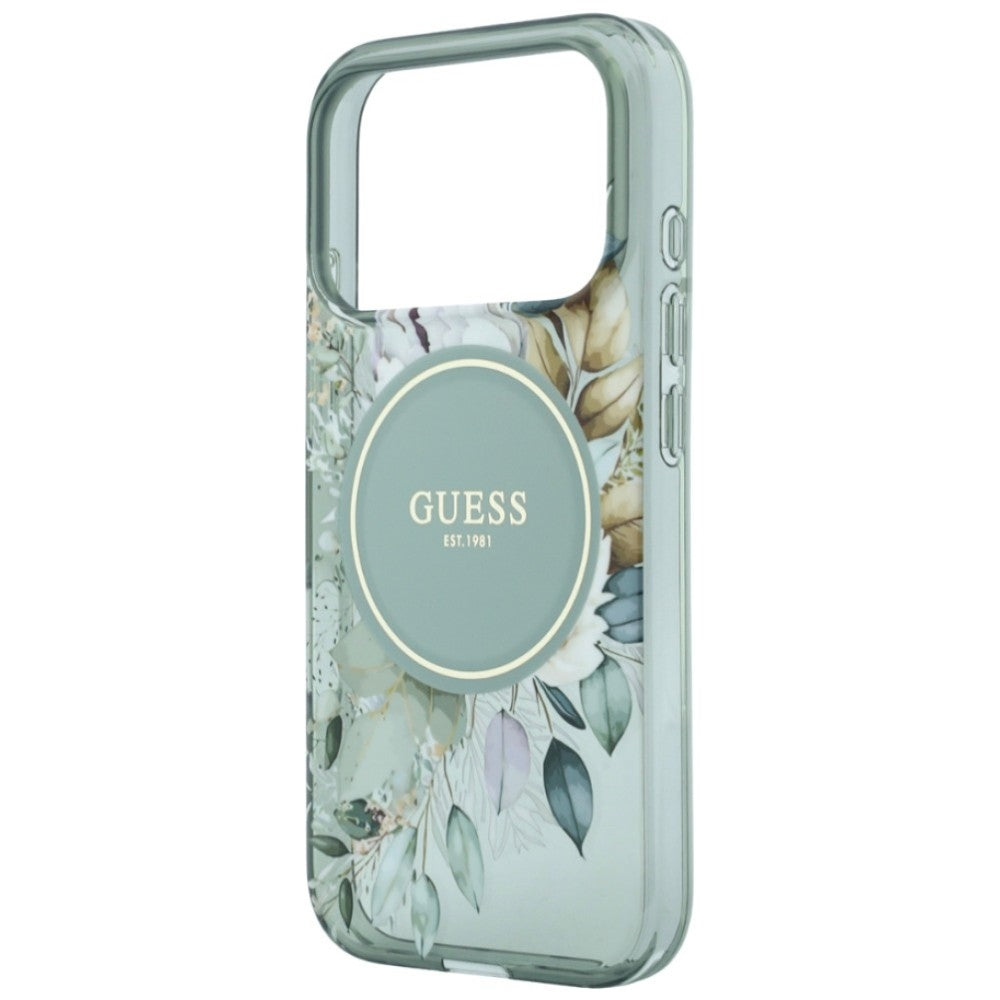 Etui Guess IML Flowers Pearl Strap MagSafe na iPhone 18 Pro Max / 17 Pro Max - zielone_4