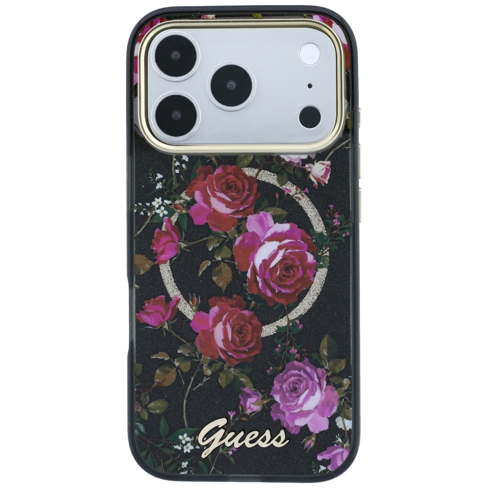 Etui Guess IML Glitter Blossom Roses MagSafe na iPhone 18 Pro Max / 17 Pro Max - czarne_2