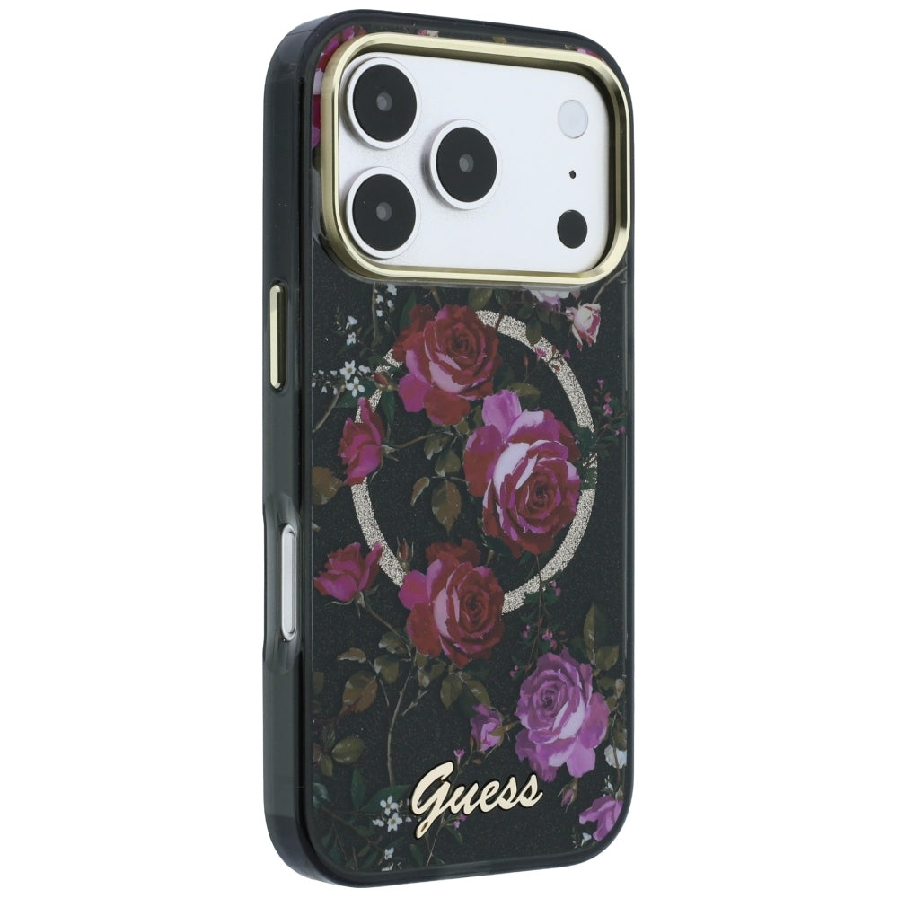 Etui Guess IML Glitter Blossom Roses MagSafe na iPhone 18 Pro Max / 17 Pro Max - czarne_3