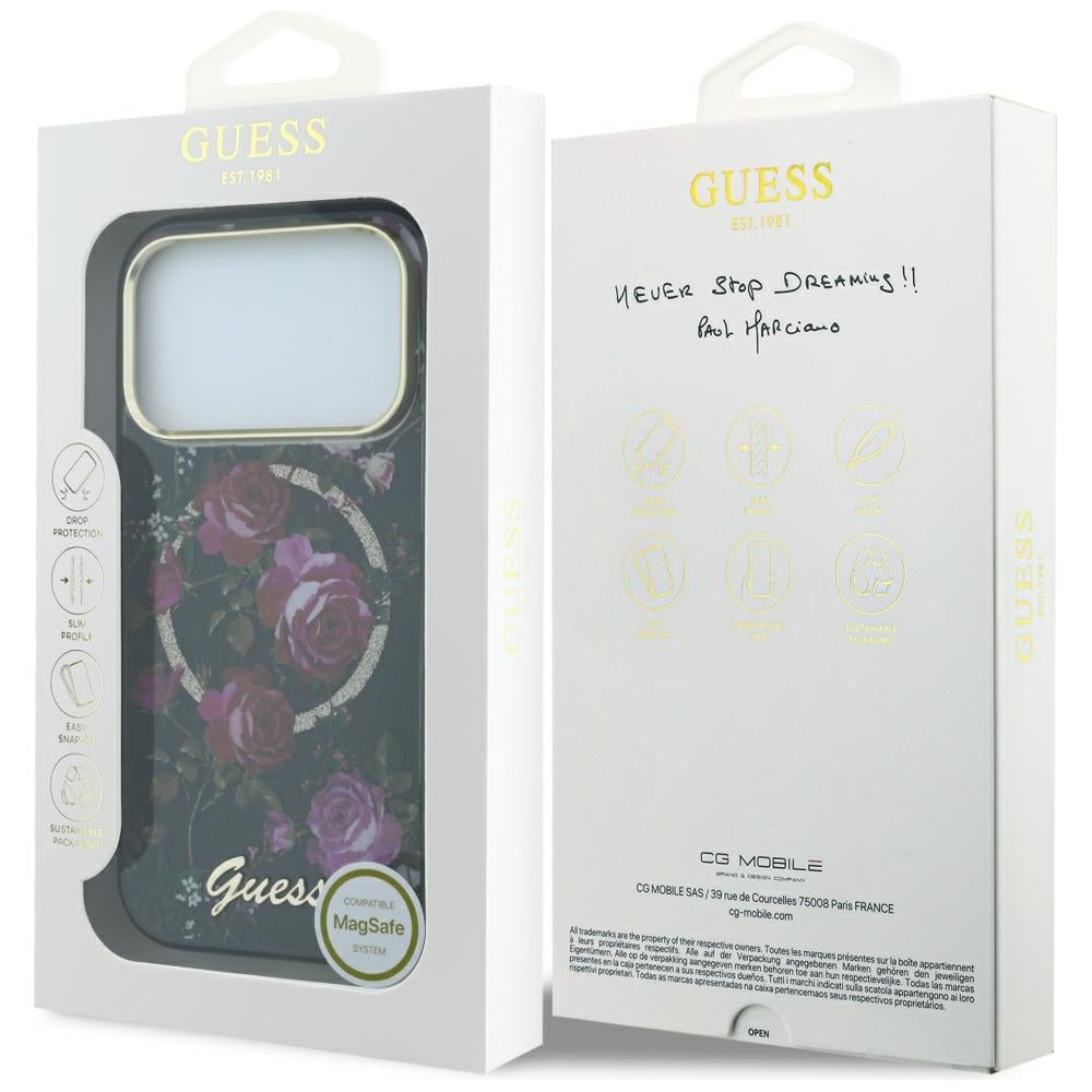 Etui Guess IML Glitter Blossom Roses MagSafe na iPhone 18 Pro Max / 17 Pro Max - czarne_7