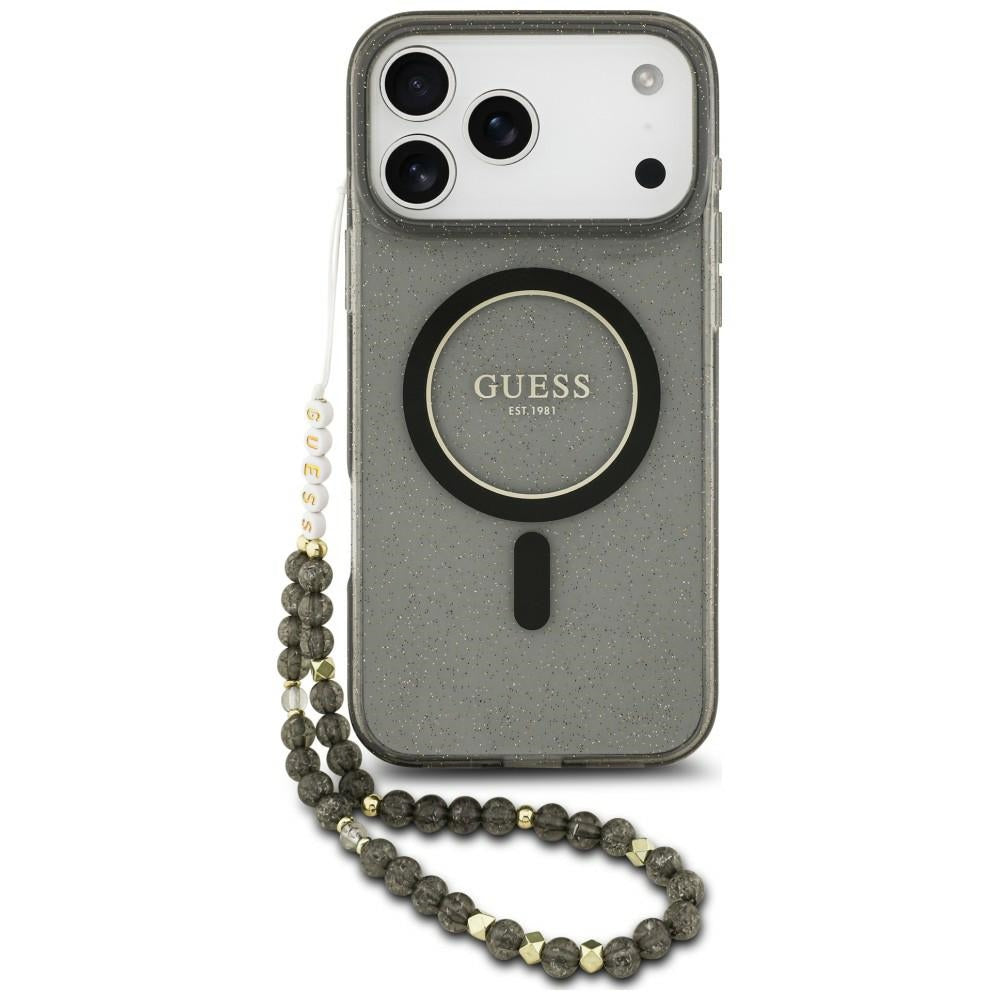 Etui Guess IML Glitter Pearl Strap MagSafe na iPhone 18 Pro / 17 Pro - czarne_0