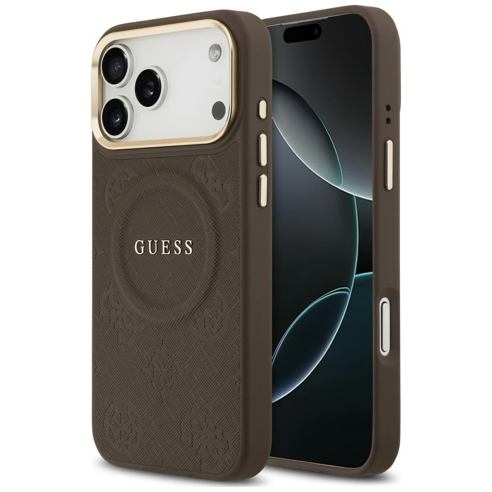 Etui Guess Peony Hot Stamp MagSafe na iPhone 18 Pro Max / 17 Pro Max - brązowe_0