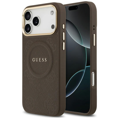 Etui Guess Peony Hot Stamp MagSafe na iPhone 18 Pro Max / 17 Pro Max - brązowe_0