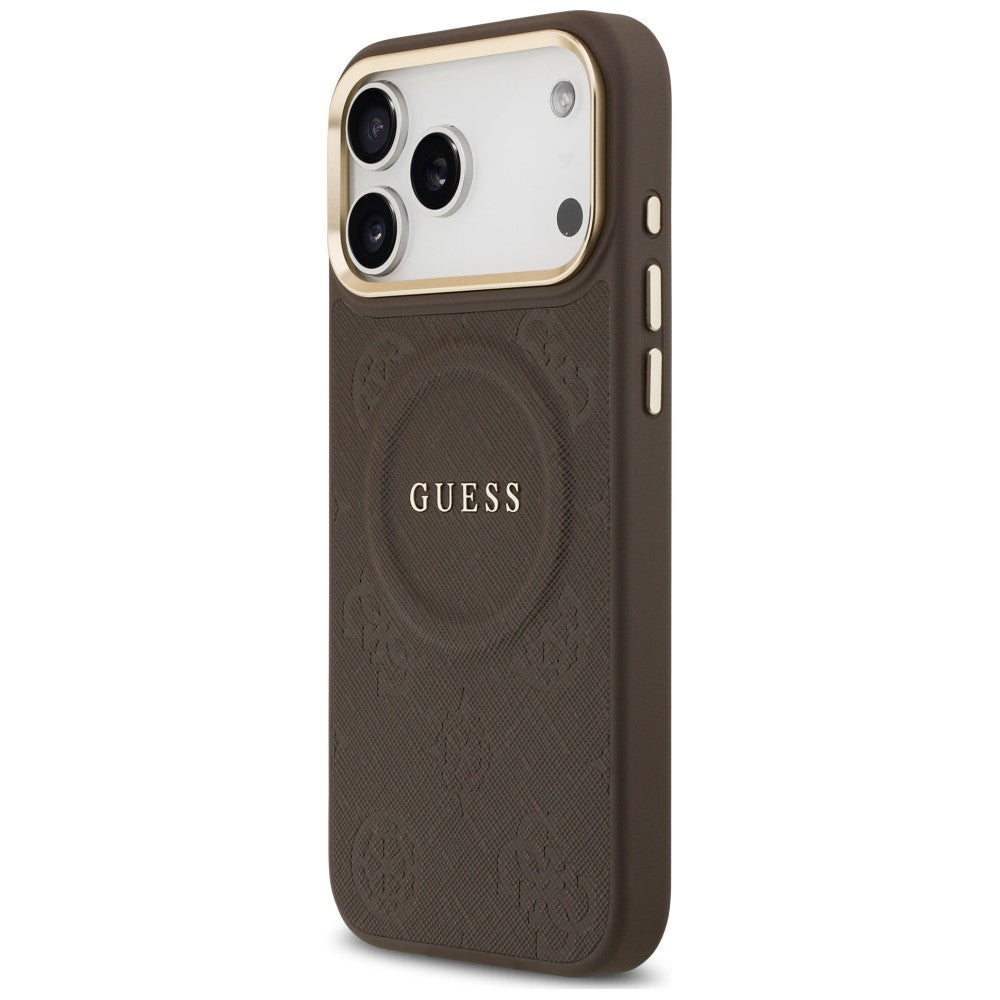 Etui Guess Peony Hot Stamp MagSafe na iPhone 18 Pro Max / 17 Pro Max - brązowe_1