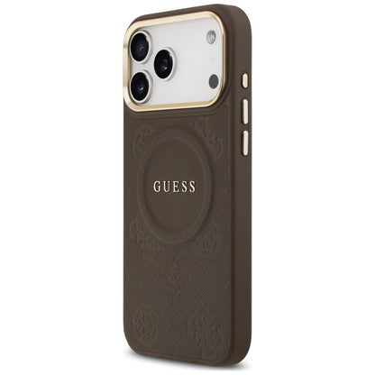 Etui Guess Peony Hot Stamp MagSafe na iPhone 18 Pro Max / 17 Pro Max - brązowe_1