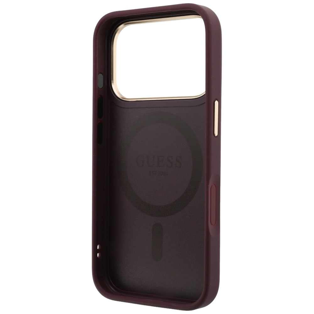 Etui Guess Ring Stand 360 Grained Classic Logo MagSafe na iPhone 18 Pro / 17 Pro - burgundowe_6
