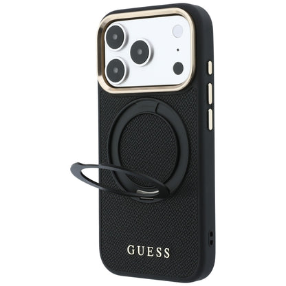 Etui Guess Ring Stand 360 Grained Classic Logo MagSafe na iPhone 18 Pro / 17 Pro - czarne_1