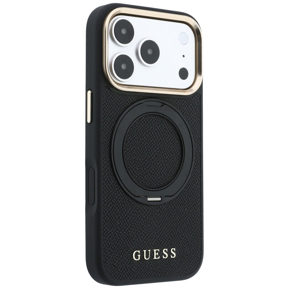 Etui Guess Ring Stand 360 Grained Classic Logo MagSafe na iPhone 18 Pro / 17 Pro - czarne_3
