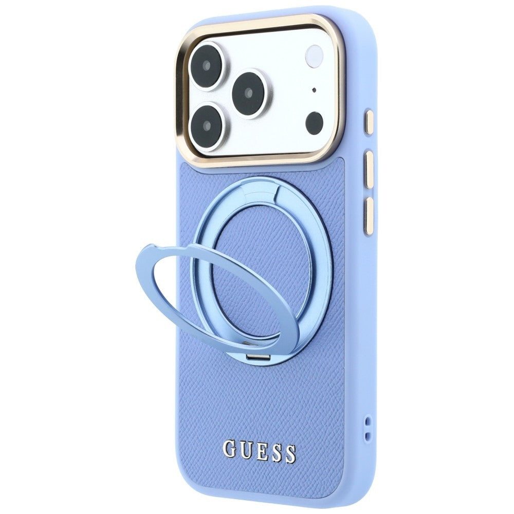 Etui Guess Ring Stand 360 Grained Classic Logo MagSafe na iPhone 18 Pro / 17 Pro - jasnoniebieskie_1