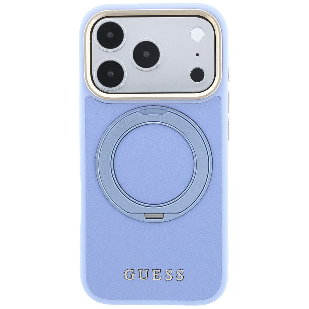 Etui Guess Ring Stand 360 Grained Classic Logo MagSafe na iPhone 18 Pro / 17 Pro - jasnoniebieskie_2