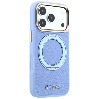 Etui Guess Ring Stand 360 Grained Classic Logo MagSafe na iPhone 18 Pro / 17 Pro - jasnoniebieskie_3