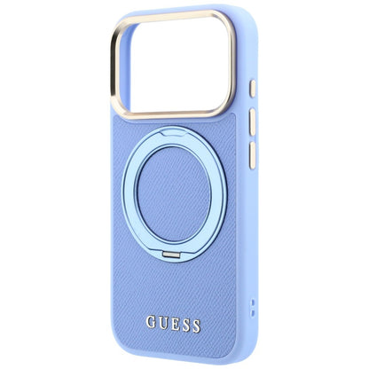Etui Guess Ring Stand 360 Grained Classic Logo MagSafe na iPhone 18 Pro / 17 Pro - jasnoniebieskie_5