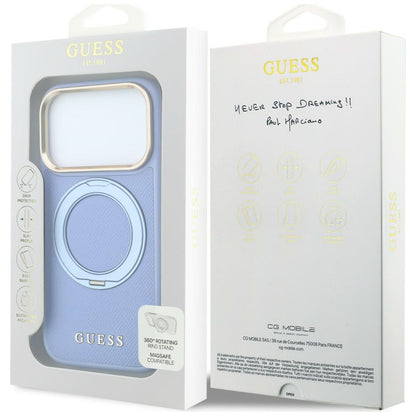 Etui Guess Ring Stand 360 Grained Classic Logo MagSafe na iPhone 18 Pro / 17 Pro - jasnoniebieskie_7