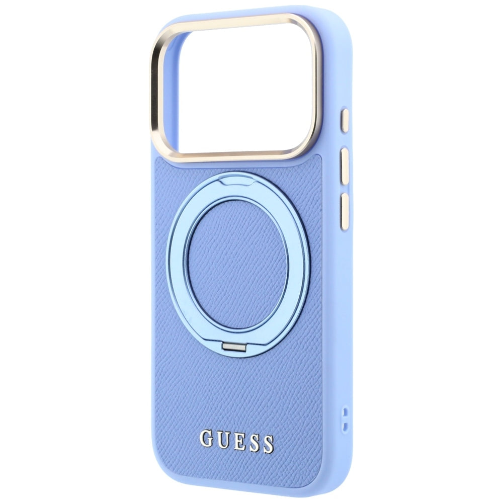 Etui Guess Ring Stand 360 Grained Classic Logo MagSafe na iPhone 18 Pro Max / 17 Pro Max - jasnoniebieskie_5
