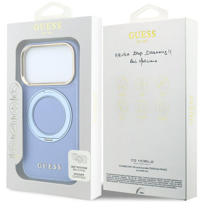 Etui Guess Ring Stand 360 Grained Classic Logo MagSafe na iPhone 18 Pro Max / 17 Pro Max - jasnoniebieskie_7
