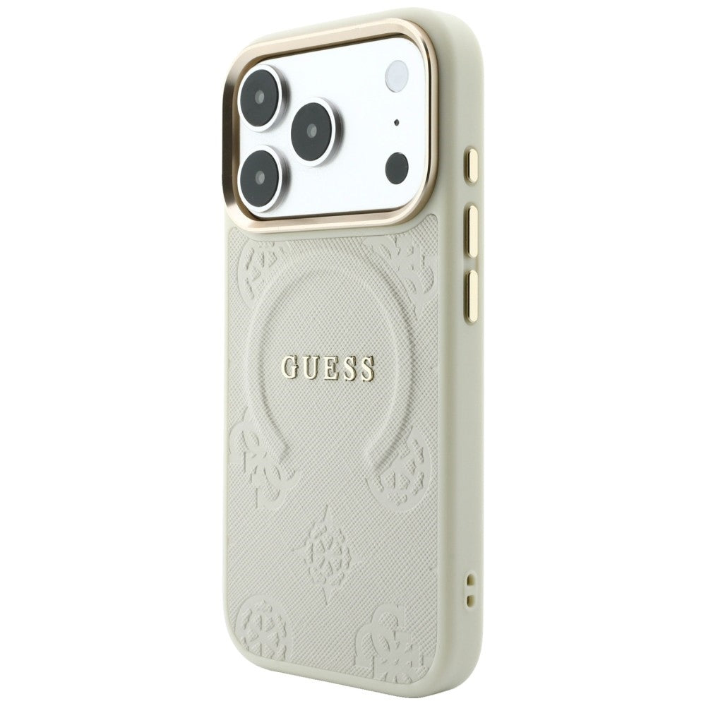 Etui Guess Saffiano Peony & Ring MagSafe na iPhone 18 Pro / 17 Pro - beżowe_1