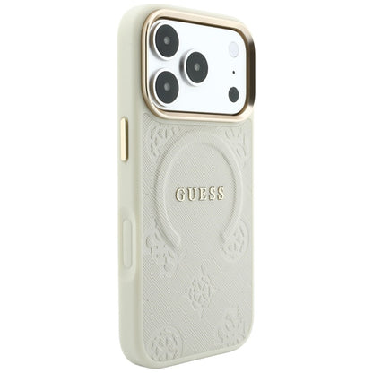Etui Guess Saffiano Peony & Ring MagSafe na iPhone 18 Pro / 17 Pro - beżowe_3