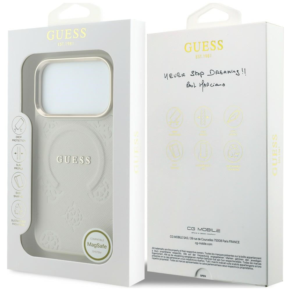 Etui Guess Saffiano Peony & Ring MagSafe na iPhone 18 Pro / 17 Pro - beżowe_7