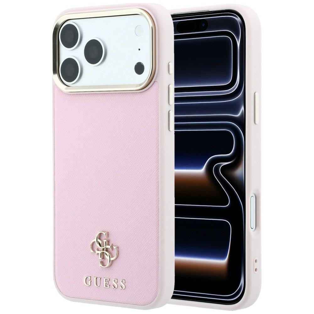 Etui Guess Saffiano Small 4G & Classic Logo MagSafe na iPhone 18 Pro / 17 Pro - różowe_0