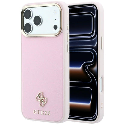 Etui Guess Saffiano Small 4G & Classic Logo MagSafe na iPhone 18 Pro / 17 Pro - różowe_0