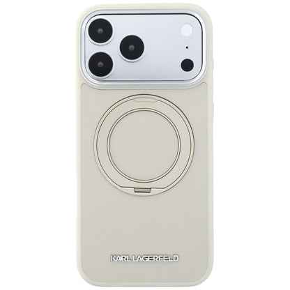 Etui Karl Lagerfeld Ring Stand 360 Saffiano Classic Logo MagSafe na iPhone 18 Pro / 17 Pro - beżowe_2