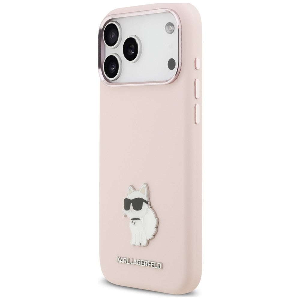 Etui Karl Lagerfeld Silicone Choupette Metal Pin na iPhone 18 Pro Max / 17 Pro Max - różowe_1