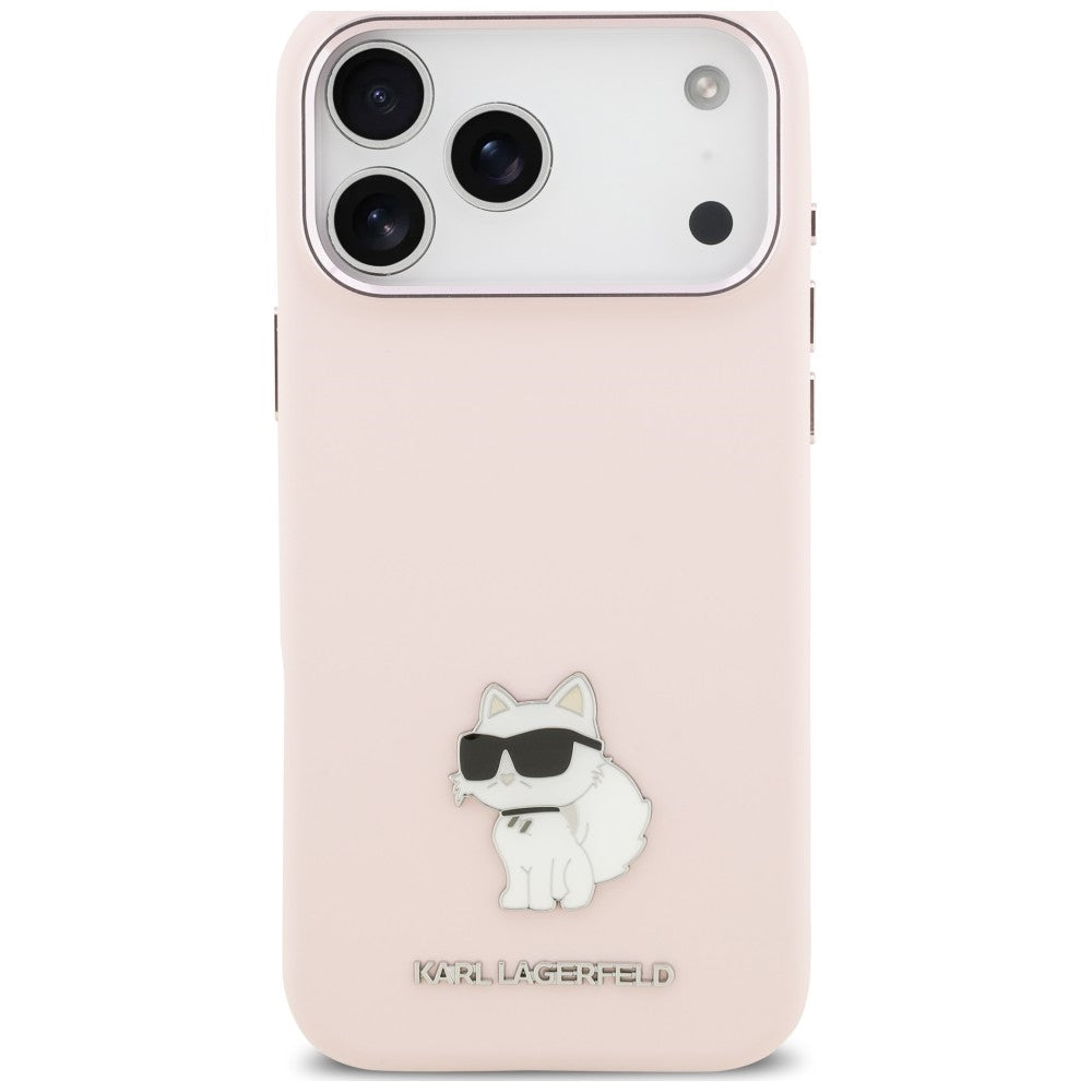 Etui Karl Lagerfeld Silicone Choupette Metal Pin na iPhone 18 Pro Max / 17 Pro Max - różowe_2
