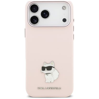 Etui Karl Lagerfeld Silicone Choupette Metal Pin na iPhone 18 Pro Max / 17 Pro Max - różowe_2