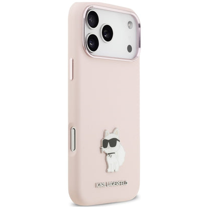 Etui Karl Lagerfeld Silicone Choupette Metal Pin na iPhone 18 Pro Max / 17 Pro Max - różowe_3