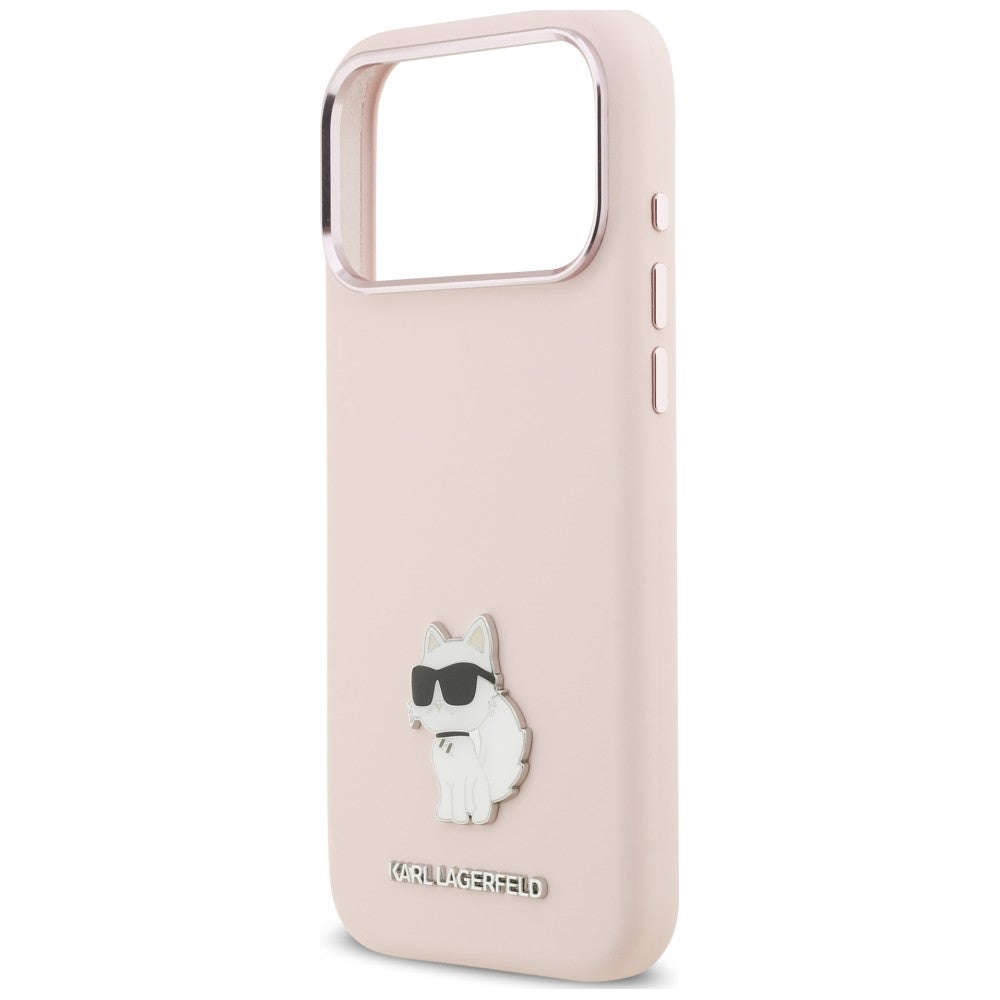 Etui Karl Lagerfeld Silicone Choupette Metal Pin na iPhone 18 Pro Max / 17 Pro Max - różowe_5