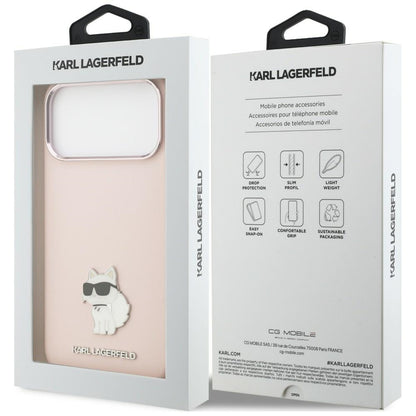 Etui Karl Lagerfeld Silicone Choupette Metal Pin na iPhone 18 Pro Max / 17 Pro Max - różowe_7