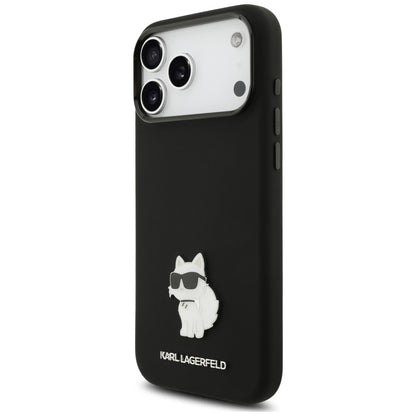 Etui Karl Lagerfeld Silicone Choupette Metal Pin iPhone 18 Pro Max / 17 Pro Max - czarne_1