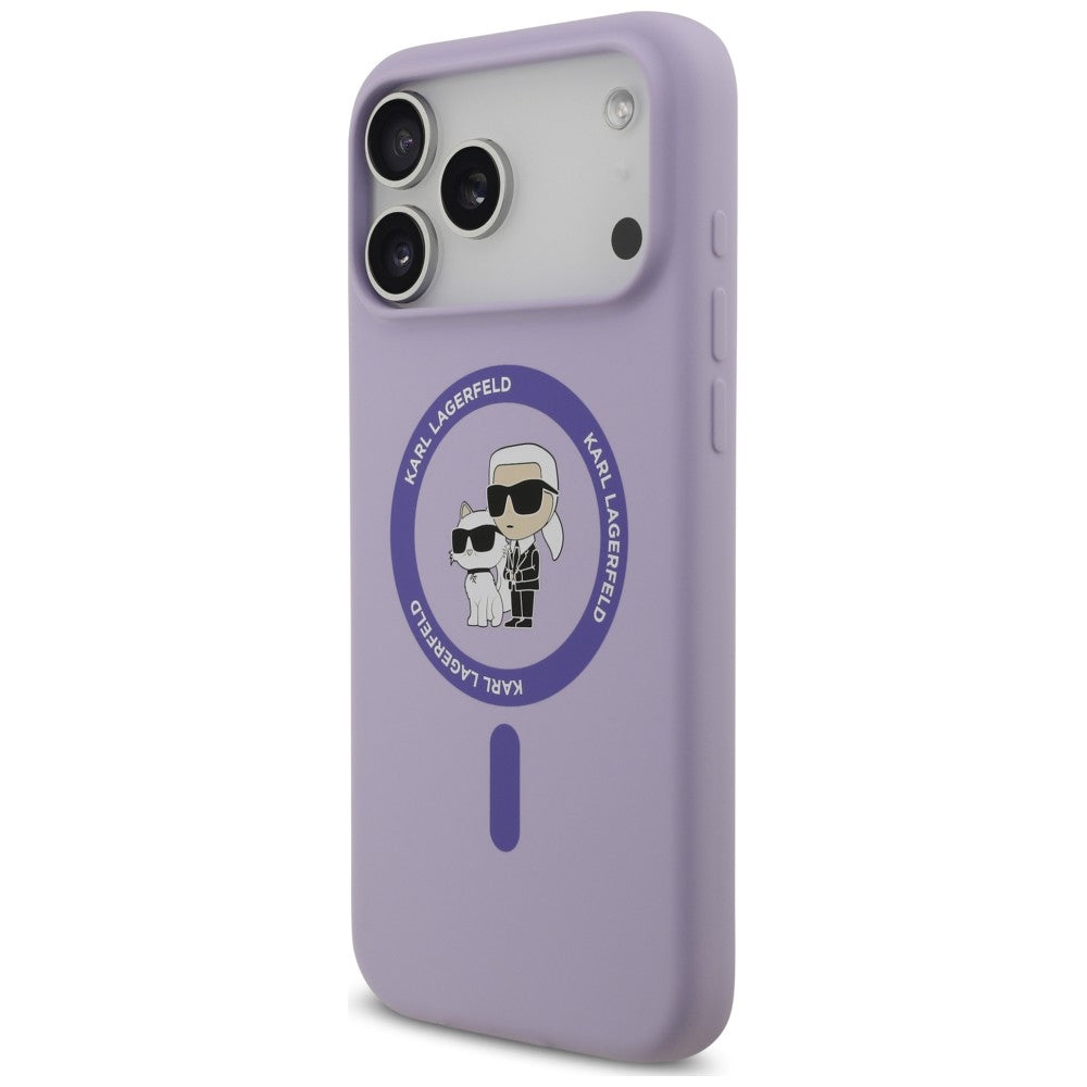Etui Karl Lagerfeld Silicone Karl&Choupette Ring MagSafe na iPhone 18 Pro Max / 17 Pro Max - fioletowe_1